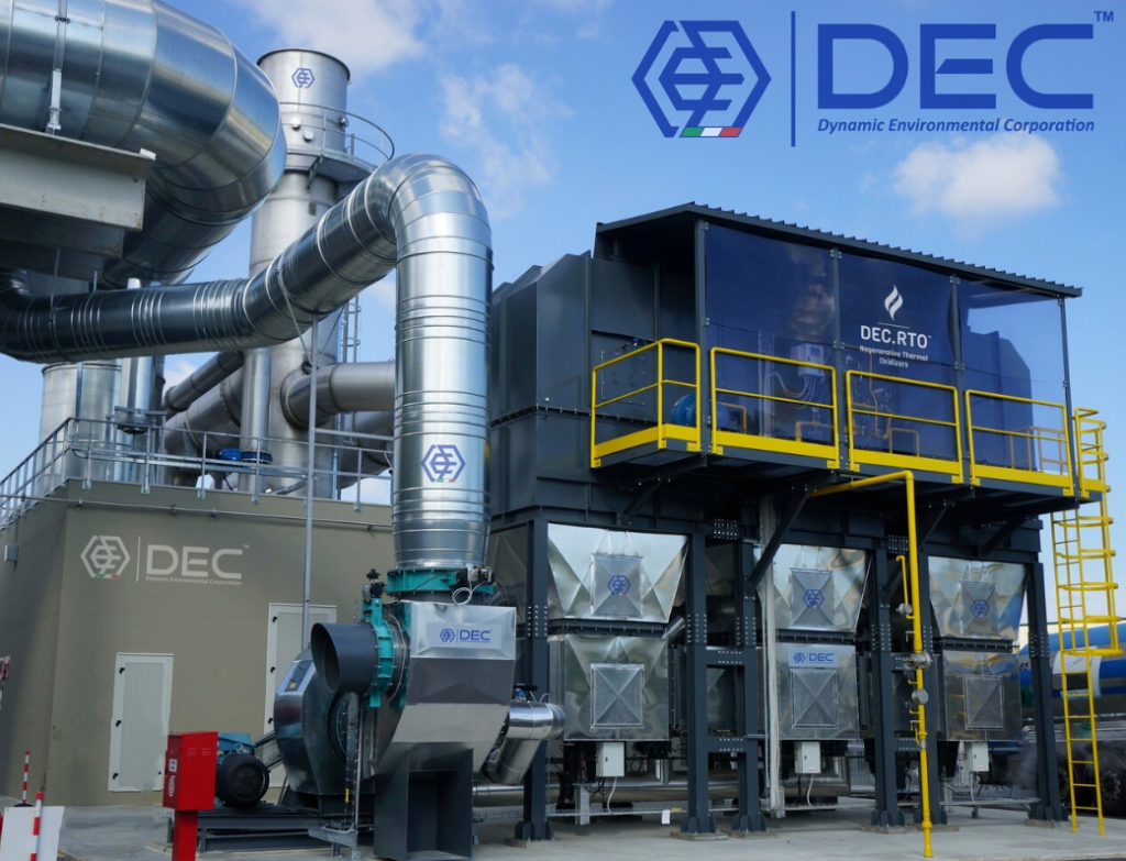 Processus de régénération thermique dans un système d'oxydant thermique régénératif à plusieurs tours (RTO), montrant les différentes phases du traitement des gaz d'échappement.