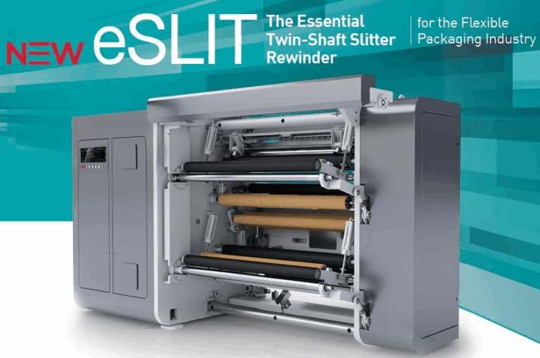 Bobineuse-coupeuse eSLIT à double barillet de LAEM IMS pour l’emballage souple