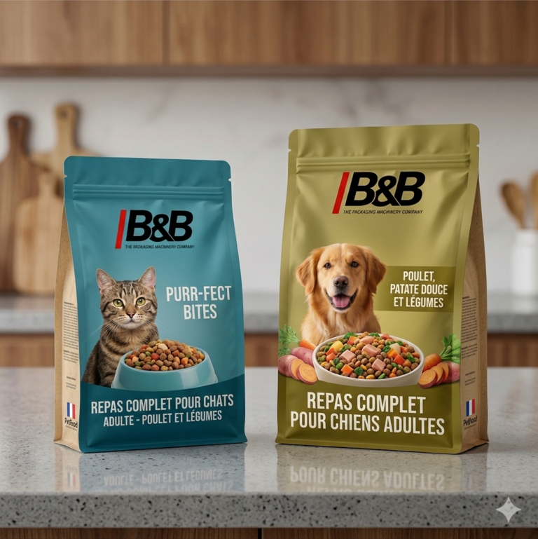 Solutions d’emballage petfood B&B avec conditionnement carton et sacs pour aliments pour animaux